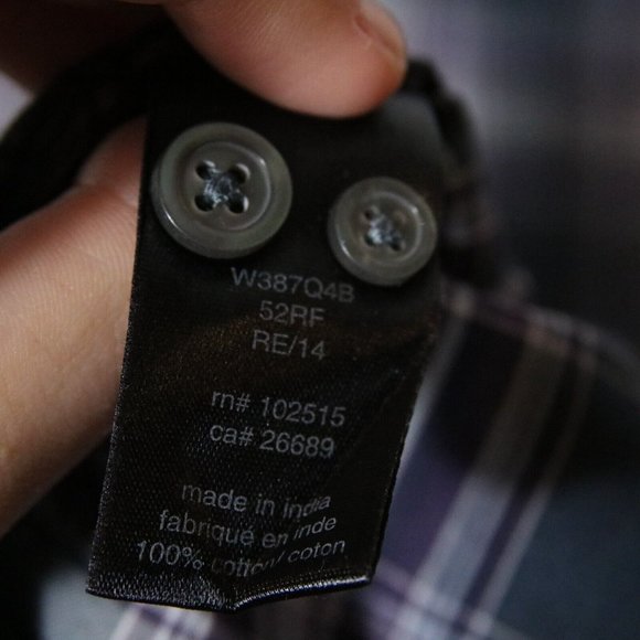 John Varvatos Mens Plaid Long Sleeve Button Down Shirt Size XXL Purple Cotton - Picture 5 of 6